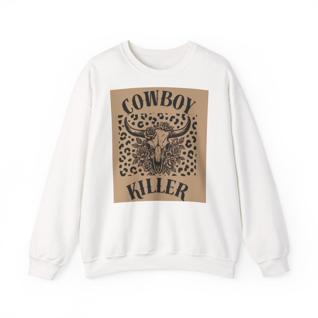 Cowboy Killer Crewneck Sweatshirt — Western Leopard Print Graphic