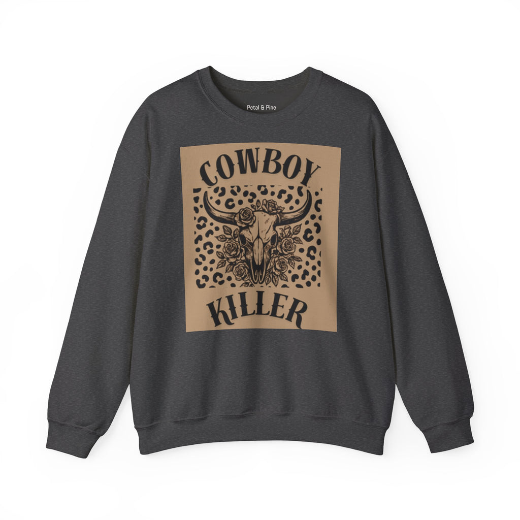 Cowboy Killer Crewneck Sweatshirt — Western Leopard Print Graphic