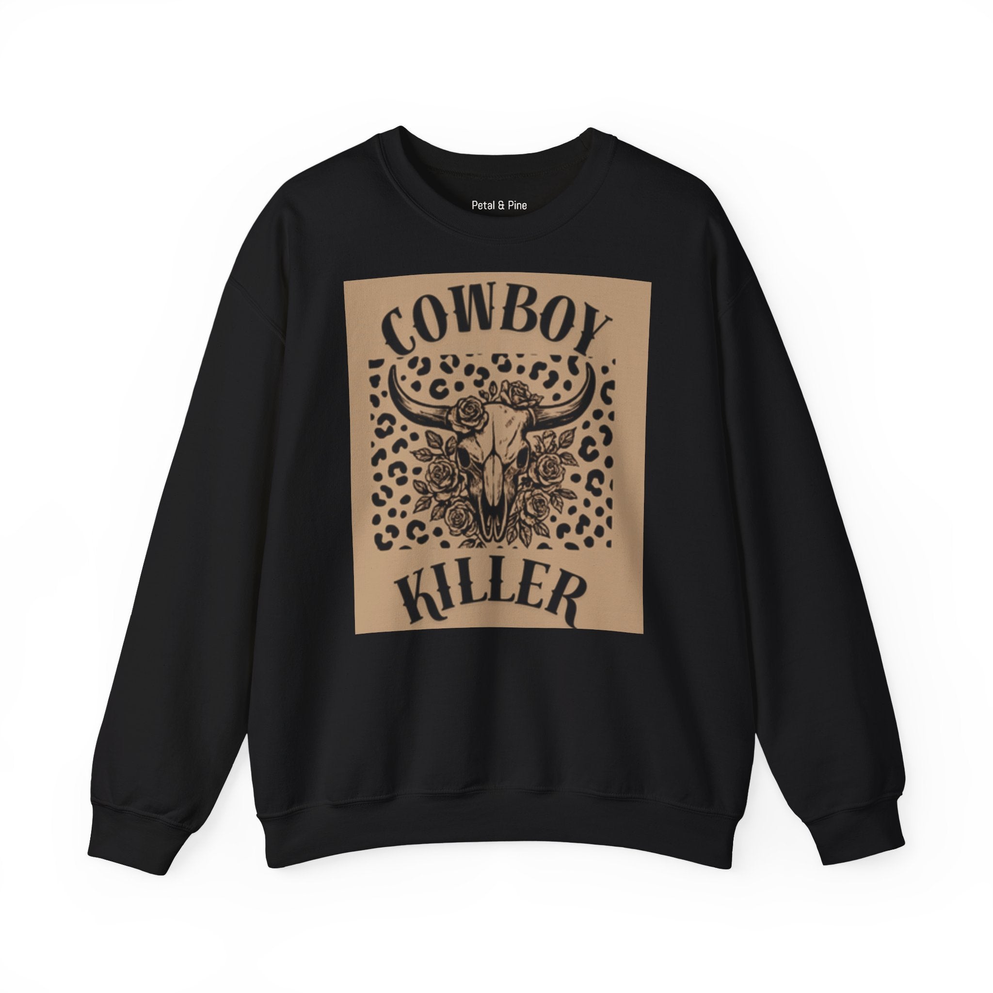 Cowboy Killer Crewneck Sweatshirt — Western Leopard Print Graphic