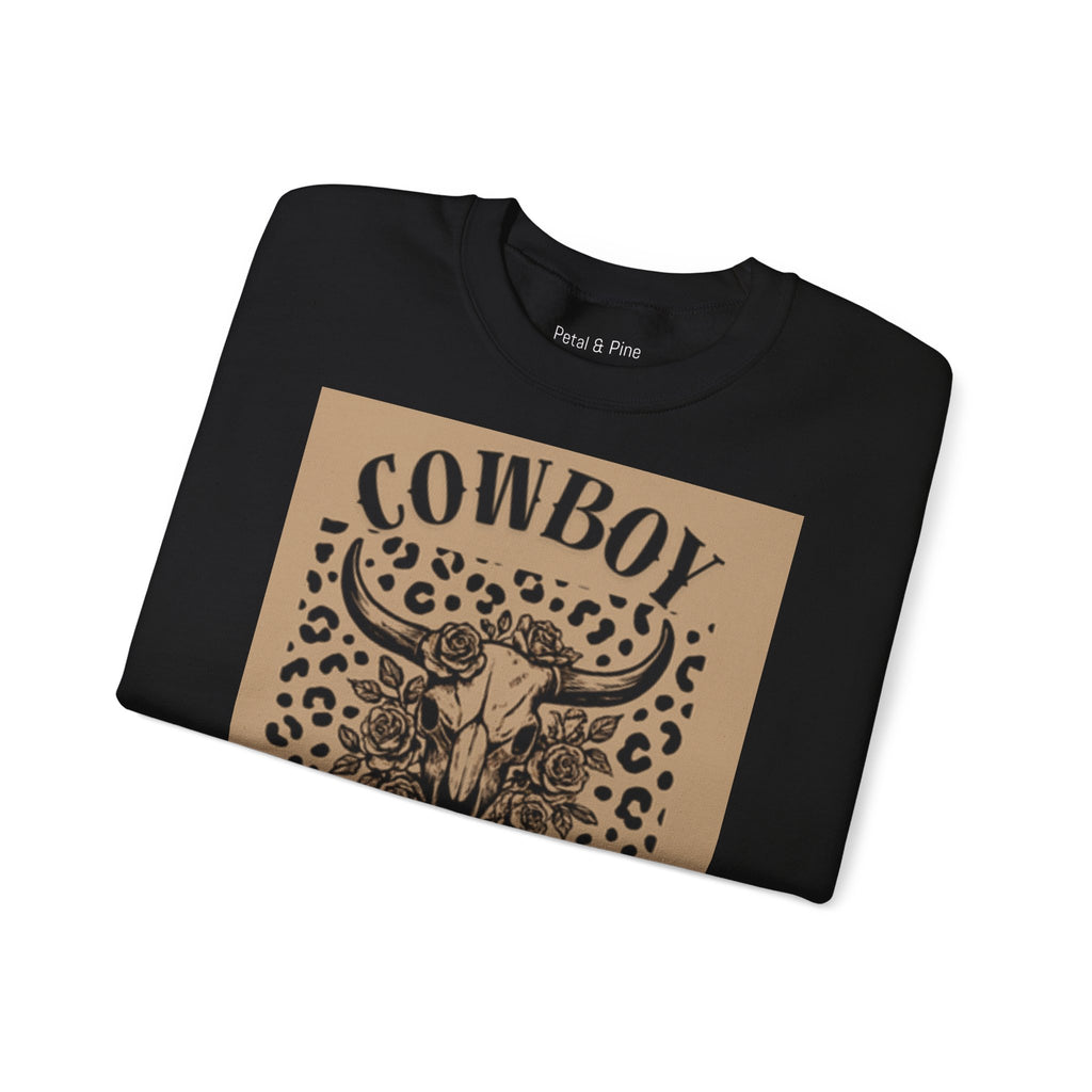 Cowboy Killer Crewneck Sweatshirt — Western Leopard Print Graphic